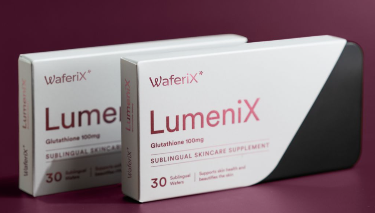 WaferiX LumeniX box — sublingual glutathione skincare supplement, 30 wafers 100mg