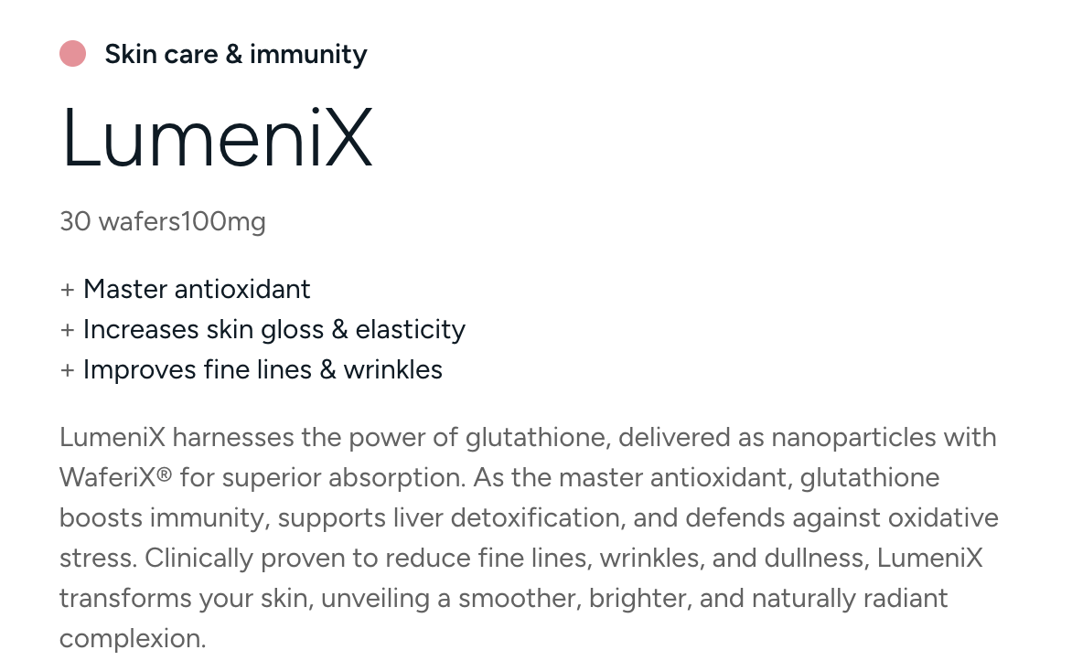 LumeniX — skin care & immunity: master antioxidant, increases skin gloss & elasticity, improves fine lines & wrinkles