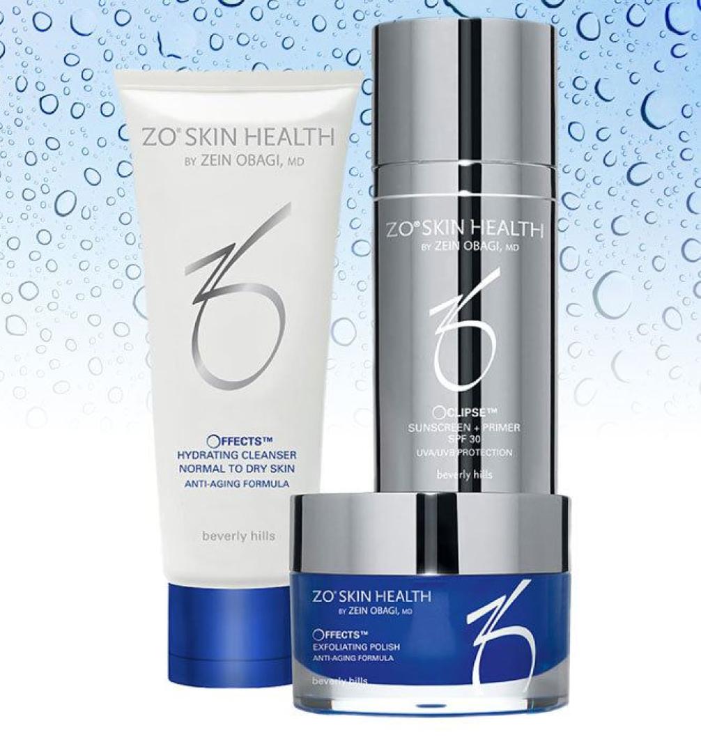 ZO Skin Health Getting Skin Ready set — hydrating cleanser, exfoliating polish and sunscreen + primer