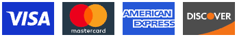 Visa, Mastercard, American Express and Discover accepted