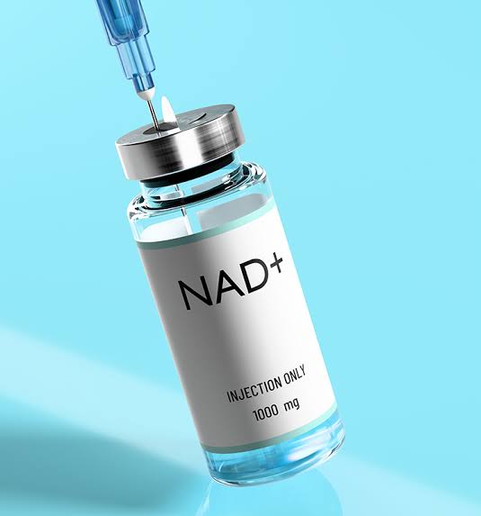 NAD+ injection vial with a syringe