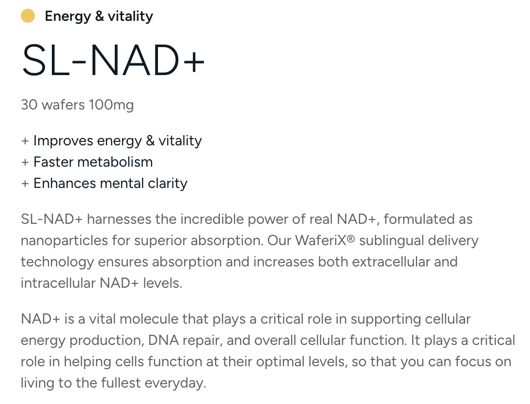 SL-NAD+ — energy & vitality: improves energy & vitality, faster metabolism, enhances mental clarity