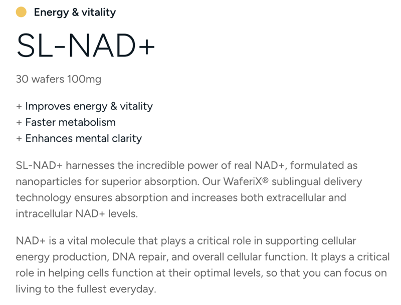 SL-NAD+ — energy & vitality: improves energy & vitality, faster metabolism, enhances mental clarity